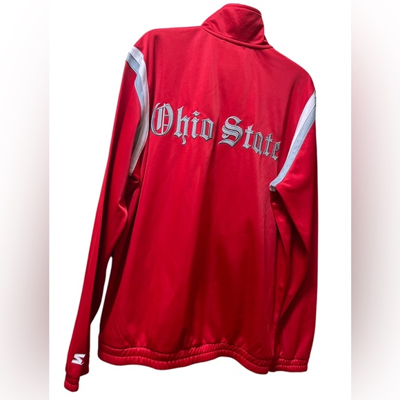 STARTER BOMBER FULL ZIP JACKET OHIO STATE BUCKEYES SCRIPT LOGO RED MEN SZ LARGE - Picture 5 of 13